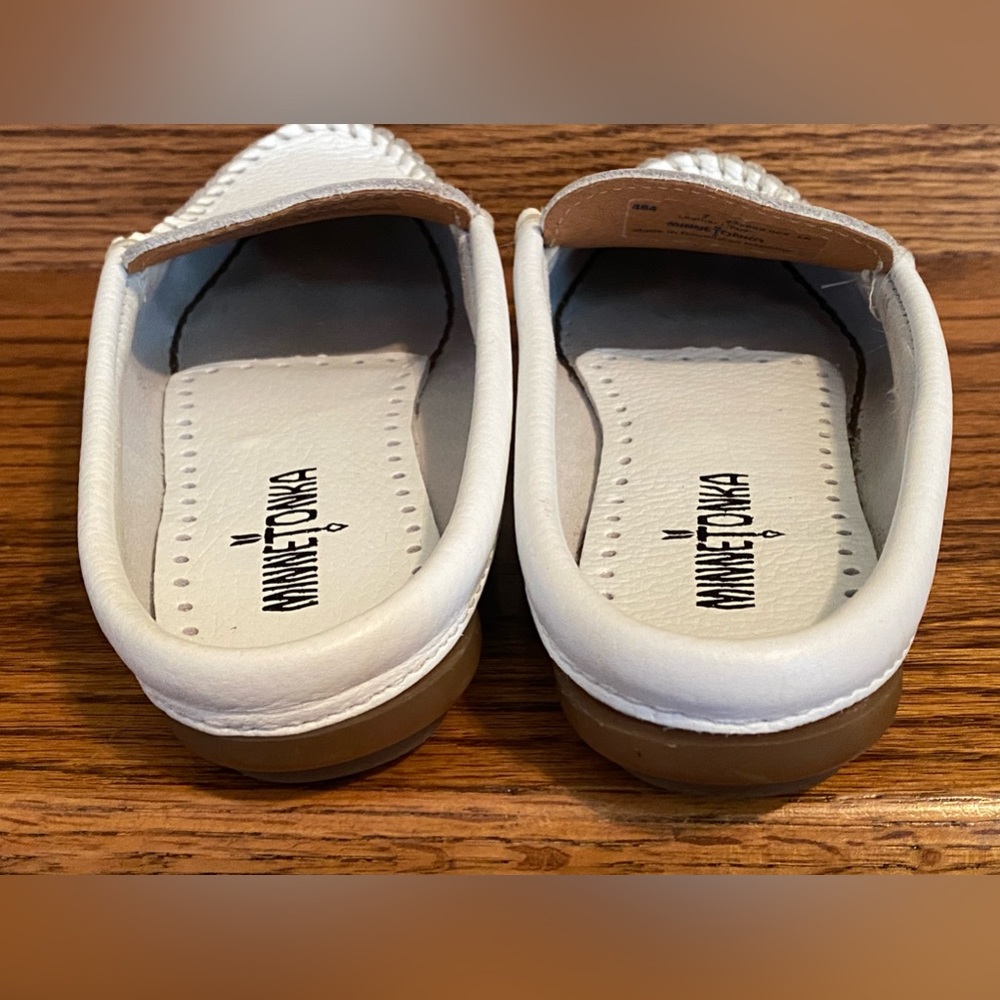 Minnetonka White Leather Loafers - Picture 5 of 7